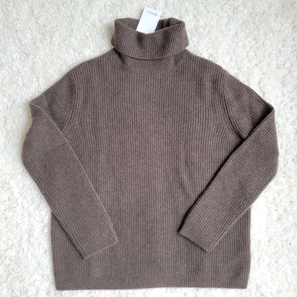 NWT Quince 100% Mongolian Cashmere Fisherman Turtleneck Sweater, Brown, S - Picture 1 of 10